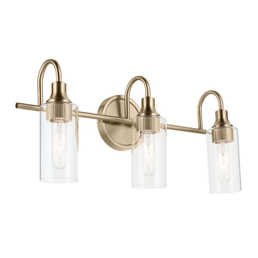 Kavi 23" 3-Light Vanity Light with Clear Glass in Champagne Bronze