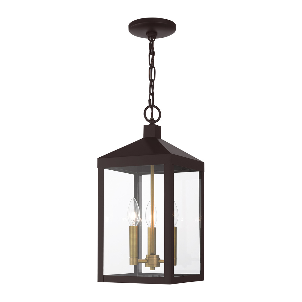 3 Lt Bronze Outdoor Pendant Lantern