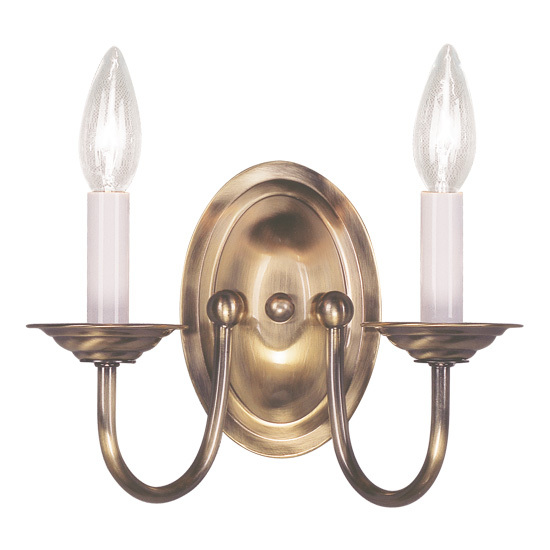 2 Light Antique Brass Wall Sconce