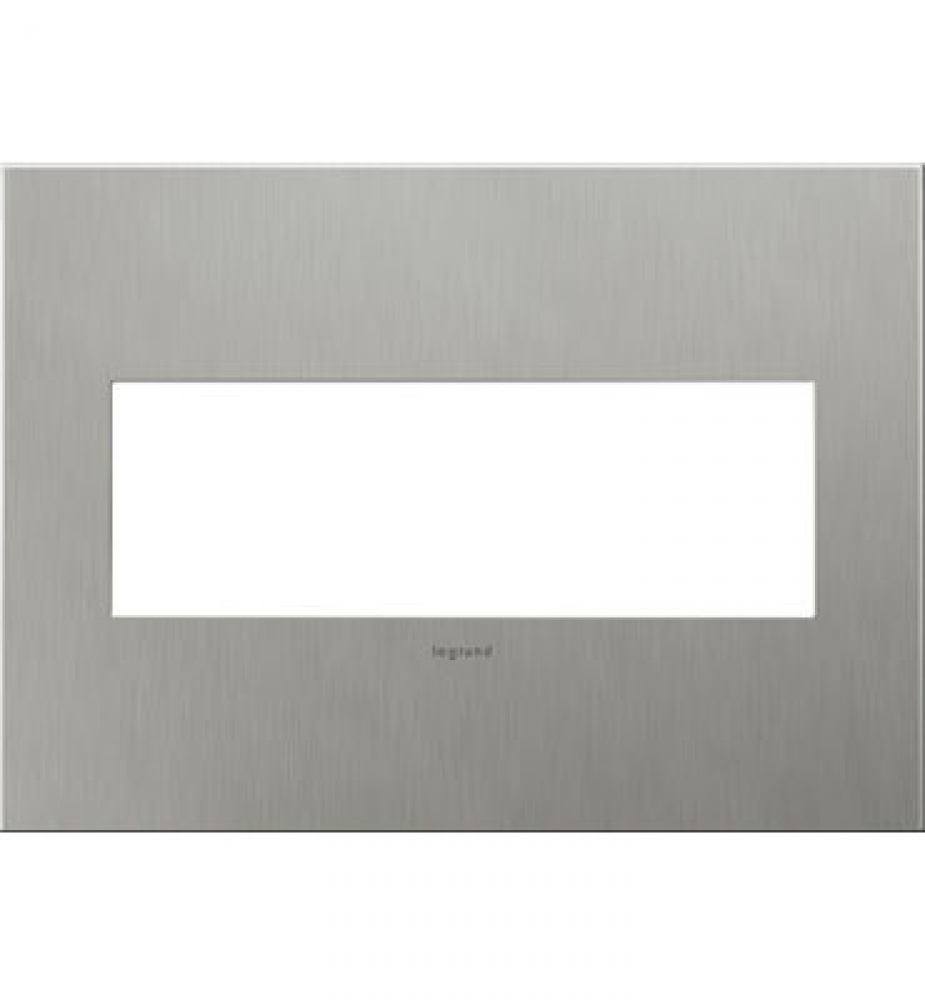 Adorne® Brushed Stainless Steel Three-Gang Screwless Wall Plate