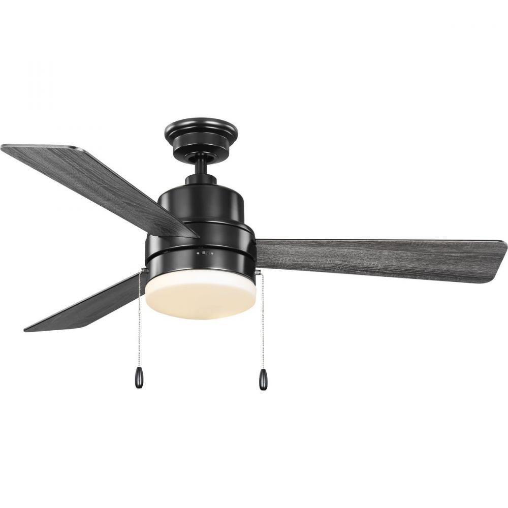 Trevina V 52" 3-Blade Indoor Matte Black ENERGY STAR Modern Ceiling Fan with Light Kit and White