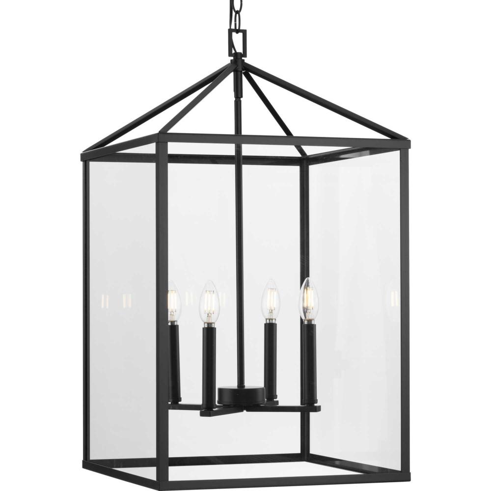 Hilllcrest Collection Four-Light Matte Black Transitional Hall & Foyer Light