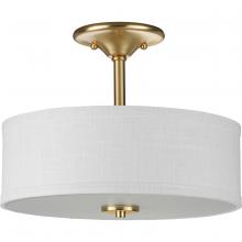 Progress P350129-012 - Inspire Collection Two-Light Satin Brass Summer Linen Shade New Traditional Semi-Flush Light