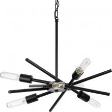 Progress P400108-31M - Astra Collection Six-Light 22" Matte Black Modern Chandelier