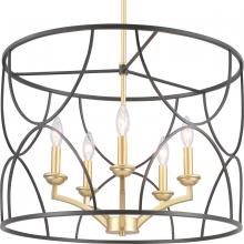 Progress P400178-031 - Landree Collection Five-Light Matte Black Luxe Chandelier Light