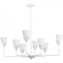 Progress P400373-197 - Pinellas Collection 14.37 in. Eight-Light White Plaster Contemporary Chandelier