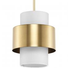 Progress P500398-109 - Silva Collection One-Light Brushed Bronze White Linen Shade Pendant