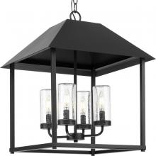 Progress P550131-031 - Chapel Collection Four-Light Textured Black Modern Farmhouse Outdoor Living Pendant