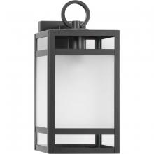 Progress P560342-31M - Parrish Collection One-Light Matte Black Clear and Etched Glass Modern Craftsman Outdoor Medium Wall