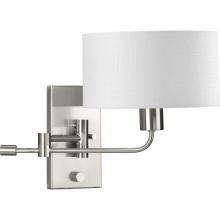 Progress P710104-009 - Carrick Collection  One-Light Brushed Nickel Summer Linen Shade Transitional Wall Light