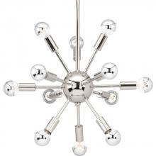 Progress P400040-104 - Ion Collection Twelve-Light Polished Nickel Mid-Century Modern Chandelier Light