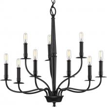 Progress P400200-031 - Durrell Collection Nine-Light Matte Black Coastal Chandelier Light