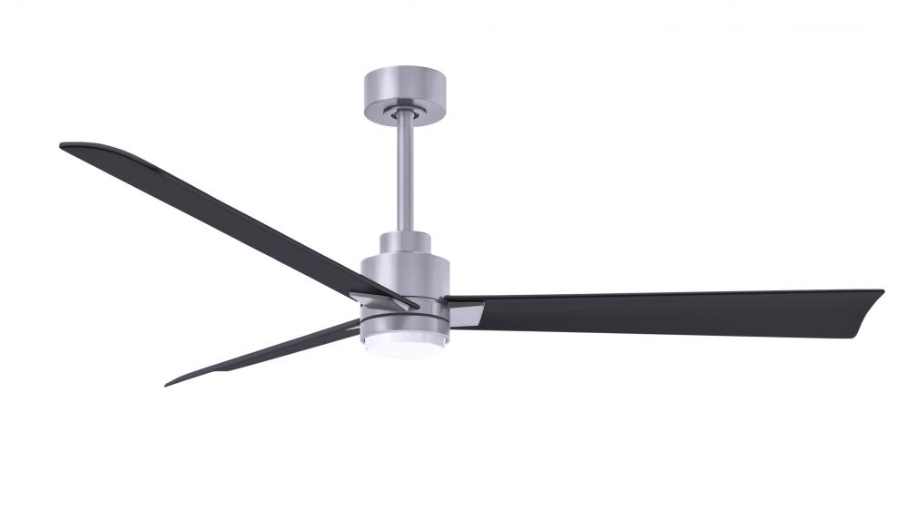 Alessandra 3-blade transitional ceiling fan in brushed nickel finish with matte black blades. Opti