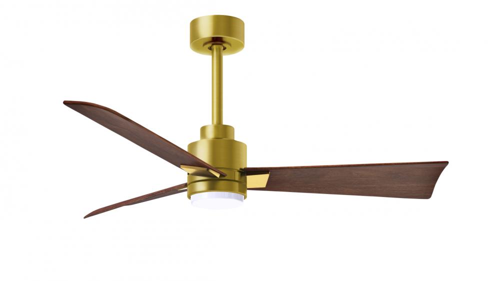 Alessandra 3-blade transitional ceiling fan in brushed brass finish with walnut blades. Optimized