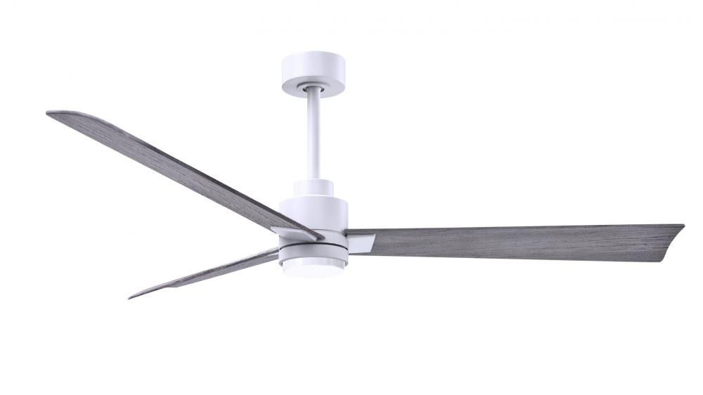 Alessandra 3-blade transitional ceiling fan in matte white finish with Barn Wood blades. Optimized