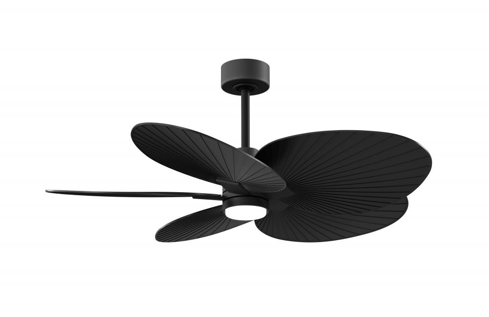 Alessandra Tropical 5-blade ceiling fan in Matte Black and Matte Black blades.