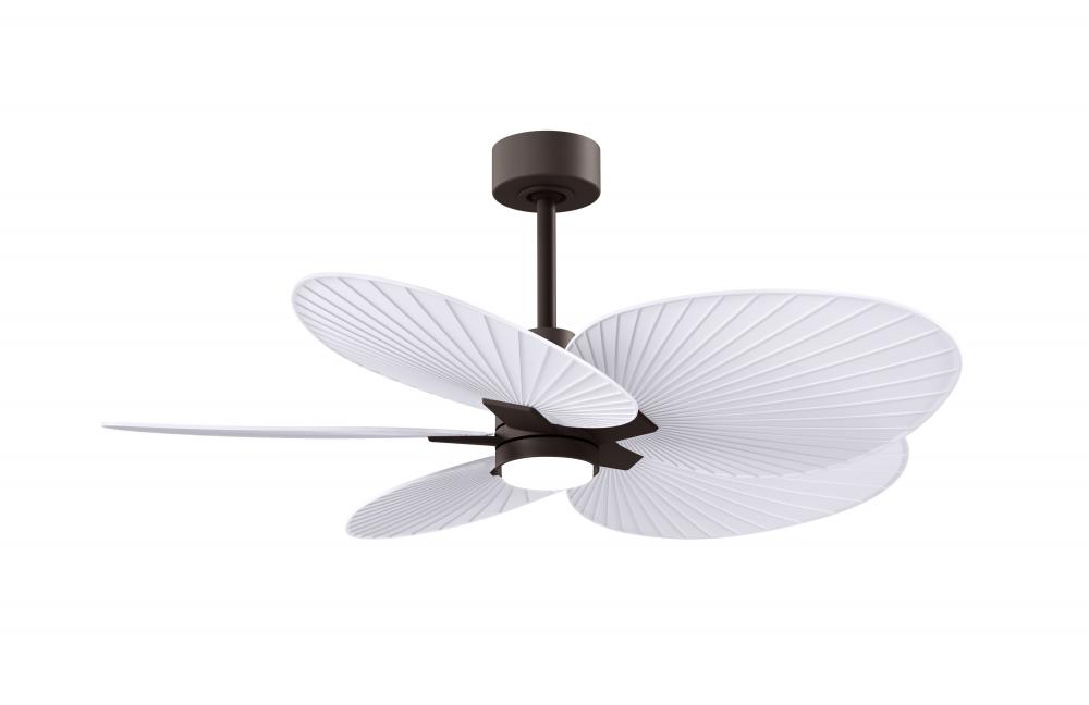 Alessandra Tropical 5-blade ceiling fan in Textured Bronze and Matte White blades.