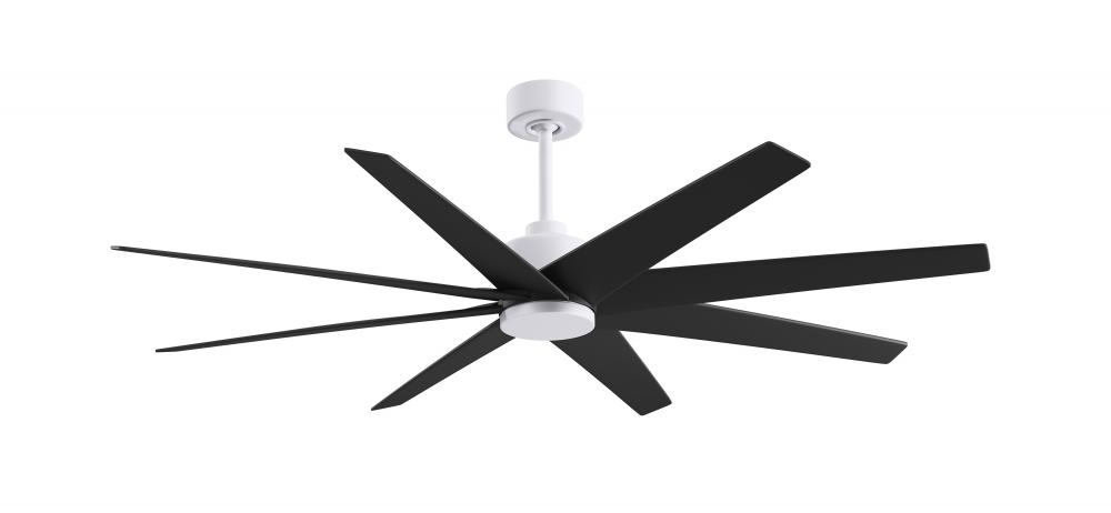 Ariella 8-blade ceiling fan in Matte White and Matte Black blades