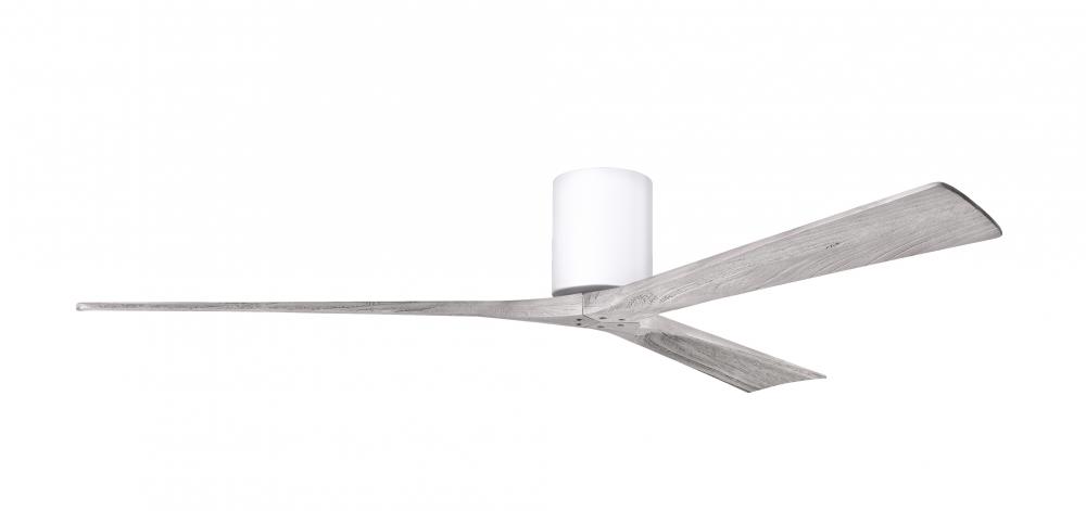 Irene-3H three-blade flush mount paddle fan in Gloss White finish with 72” solid barn wood tone