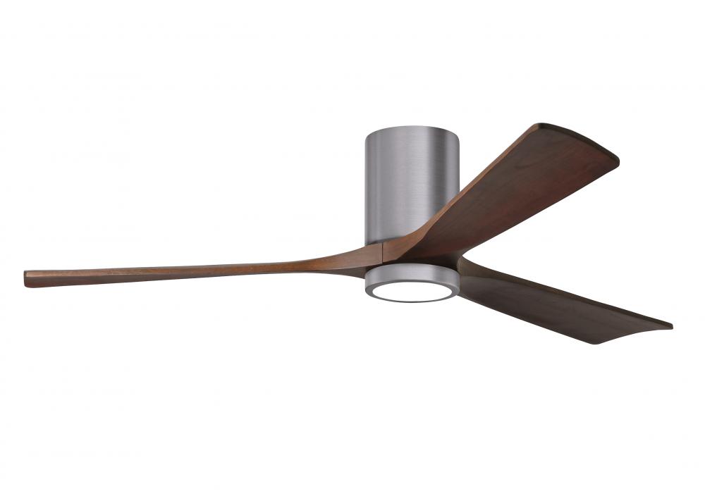 Irene-3HLK three-blade flush mount paddle fan in Brushed Pewter finish with 60” solid walnut ton