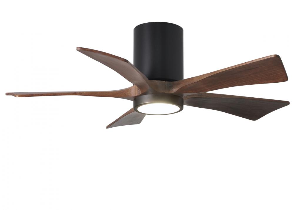 IR5HLK five-blade flush mount paddle fan in Matte Black finish with 42” solid walnut tone blades