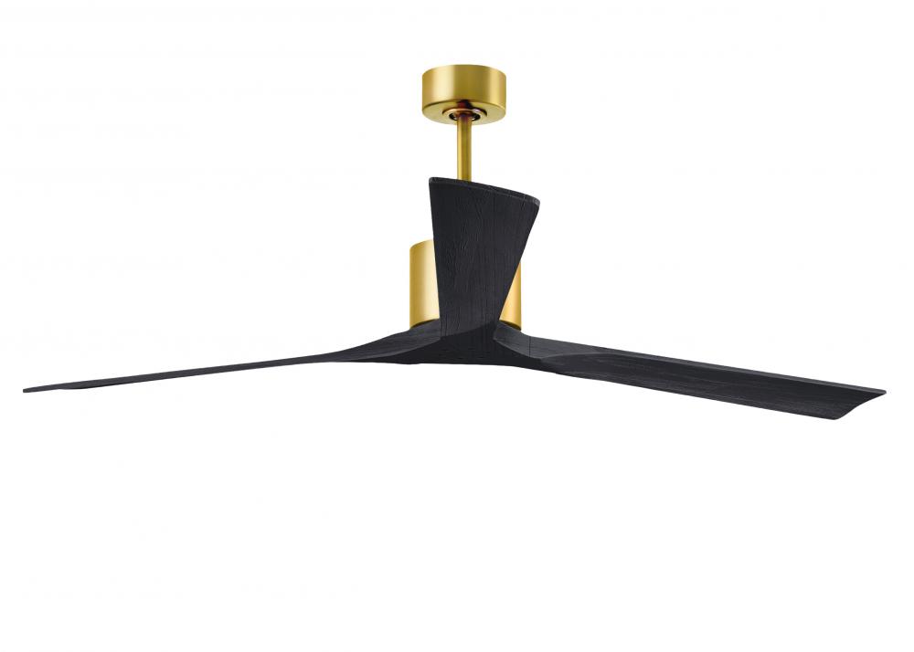 Nan XL 6-speed ceiling fan in Brushed Brass finish with 72” solid matte black wood blades
