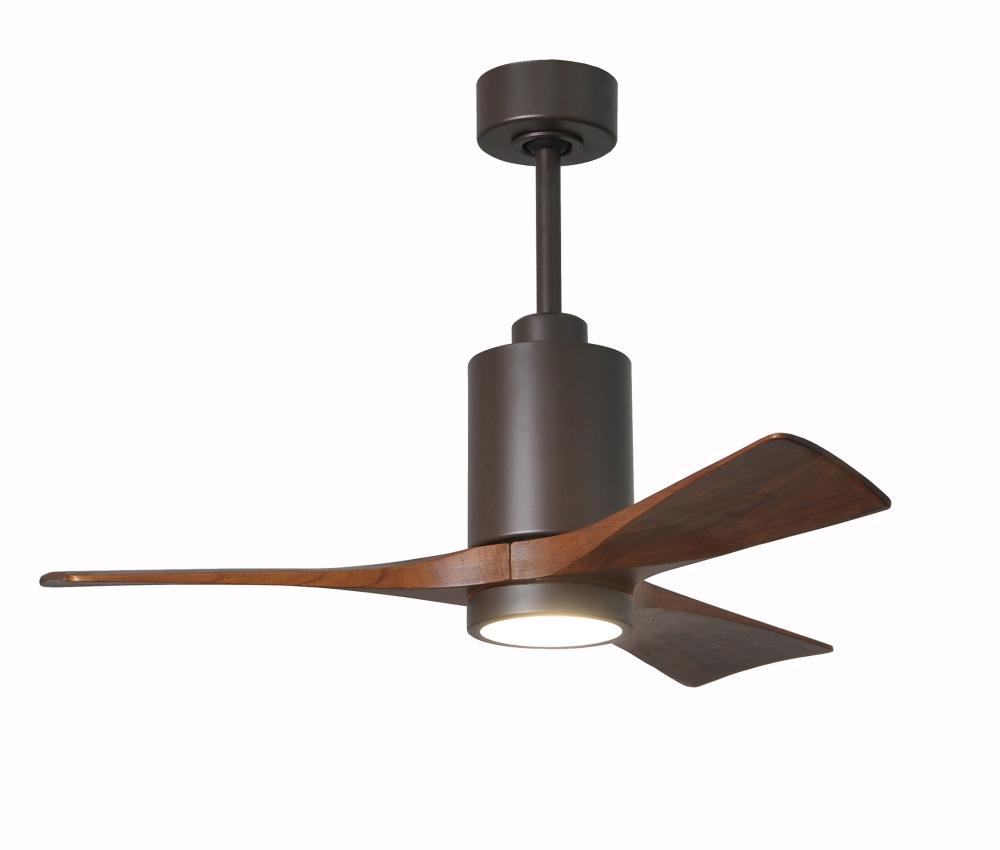 Patricia-3 three-blade ceiling fan in Textured Bronze finish with 42” solid walnut tone blades a