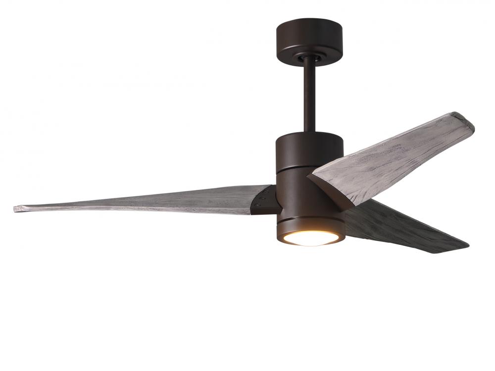 Super Janet three-blade ceiling fan in Textured Bronze finish with 52” solid barn wood tone blad