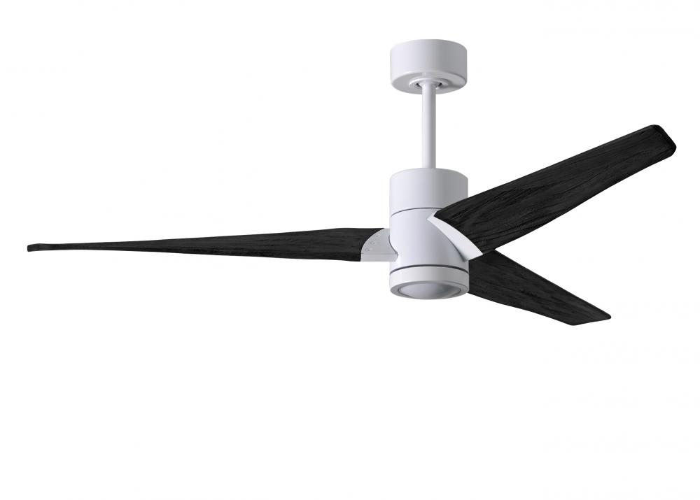 Super Janet three-blade ceiling fan in Gloss White finish with 60” solid matte blade wood blades