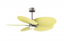 Matthews Fan Company AKTPLK-BN-YE - Alessandra Tropical 5-blade ceiling fan in Brushed Nickel and Light Yellow blades.