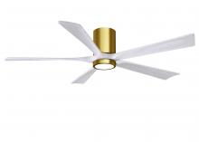 Matthews Fan Company IR5HLK-BRBR-MWH-60 - IR5HLK five-blade flush mount paddle fan in Brushed Brass finish with 60” solid matte black wood