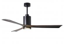 Matthews Fan Company PA3-BK-WA-60 - Patricia-3 three-blade ceiling fan in Matte Black finish with 60” solid walnut tone blades and d