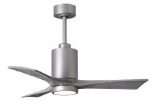 Matthews Fan Company PA3-BN-BW-42 - Patricia-3 three-blade ceiling fan in Brushed Nickel finish with 42” solid barn wood tone blades
