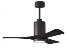 Matthews Fan Company PA3-TB-BK-42 - Patricia-3 three-blade ceiling fan in Textured Bronze finish with 42” solid matte black wood bla