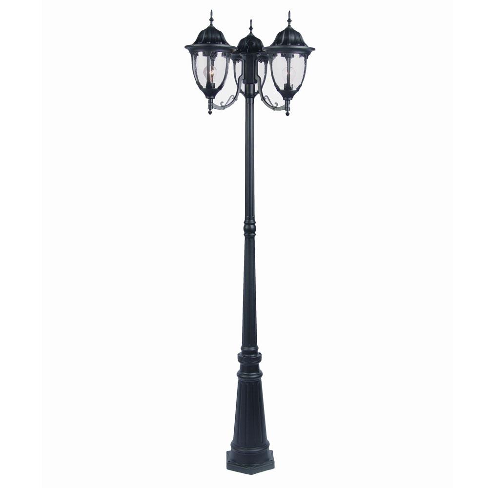 Suffolk Collection Surface Mount Post 3-Light Outdoor Matte Black Fixture