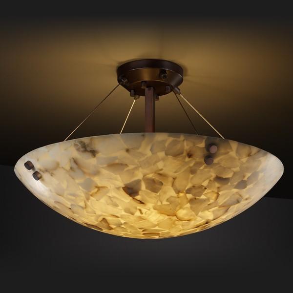 24" LED Semi-Flush Bowl w/ CONCENTRIC SQUARES FINIALS