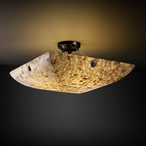 36" LED Semi-Flush Bowl w/ PAIR SQUARE FINIALS