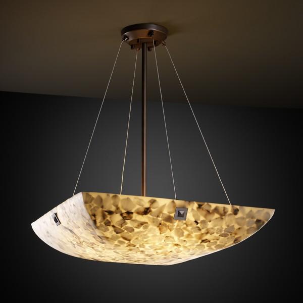 48" LED Pendant Bowl w/ LARGE SQUARE W/ POINT FINIALS