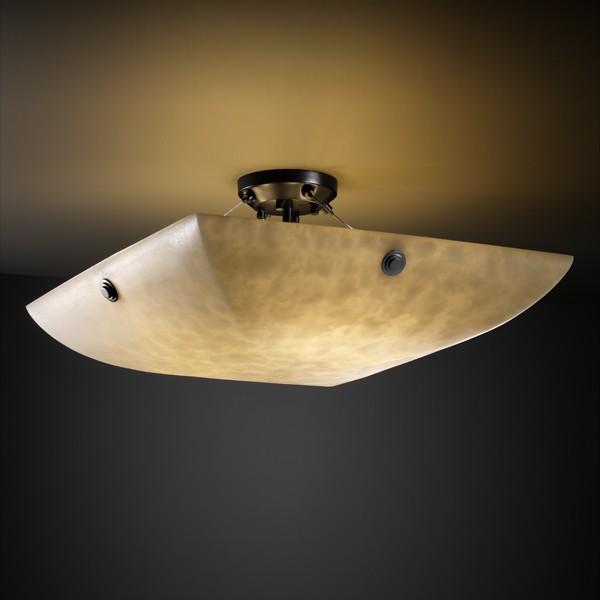 36" Semi-Flush Bowl w/ Concentric Squares Finials