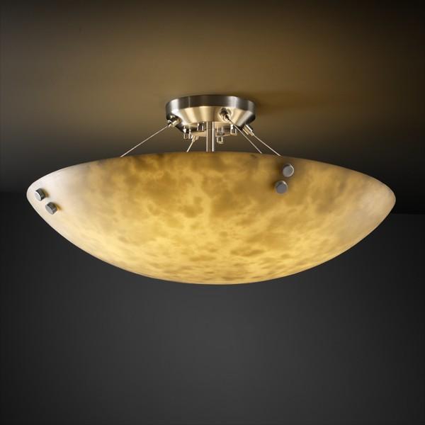 36" LED Semi-Flush Bowl w/ PAIR CYLINDRICAL FINIALS