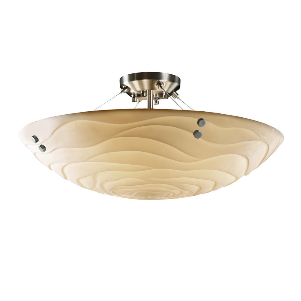 48" LED Semi-Flush Bowl w/ PAIR CYLINDRICAL FINIALS