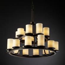 Justice Design Group CNDL-8767-10-AMBR-MBLK - Dakota 21-Light 2-Tier Ring Chandelier