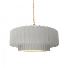 Justice Design Group CER-6553-BIS-BRSS-BEIG-TWST-LED1-700 - Medium Tier Pleated LED Pendant