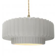 Justice Design Group CER-6555-BIS-BRSS-BEIG-TWST-LED1-700 - Large Tier Pleated LED Pendant