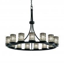 Justice Design Group WGL-8715-10-GRCB-MBLK - Dakota 15-Light 1-Tier Ring Chandelier