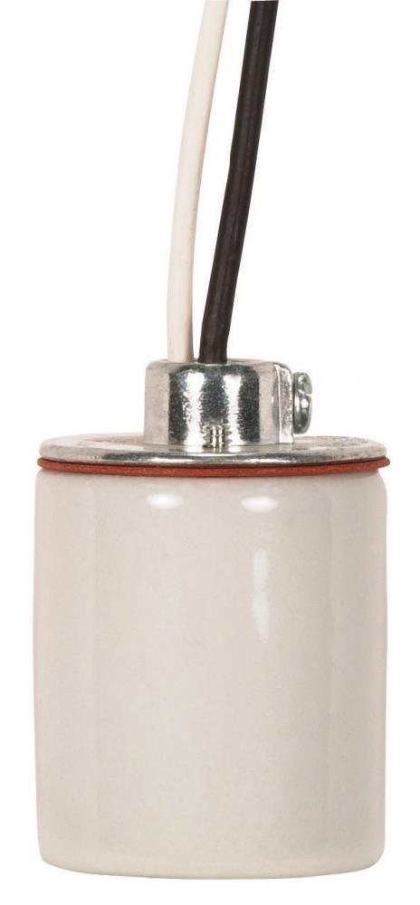 Keyless Porcelain Socket With 1/8 IPS Cap; 9" AWM B/W 150C; CSSNP Screw Shell; Glazed; 660W;