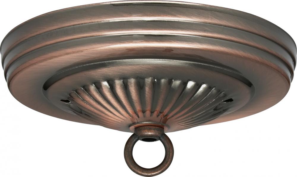 Ribbed Canopy Kit; Antique Copper Finish; 5" Diameter; 7/16" Center Hole; 2-8/32 Bar Holes;