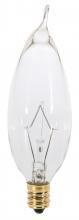 Satco Products Inc. S3274 - 25 Watt CA8 Incandescent; Clear; 1500 Average rated hours; 210 Lumens; Candelabra base; 120 Volt