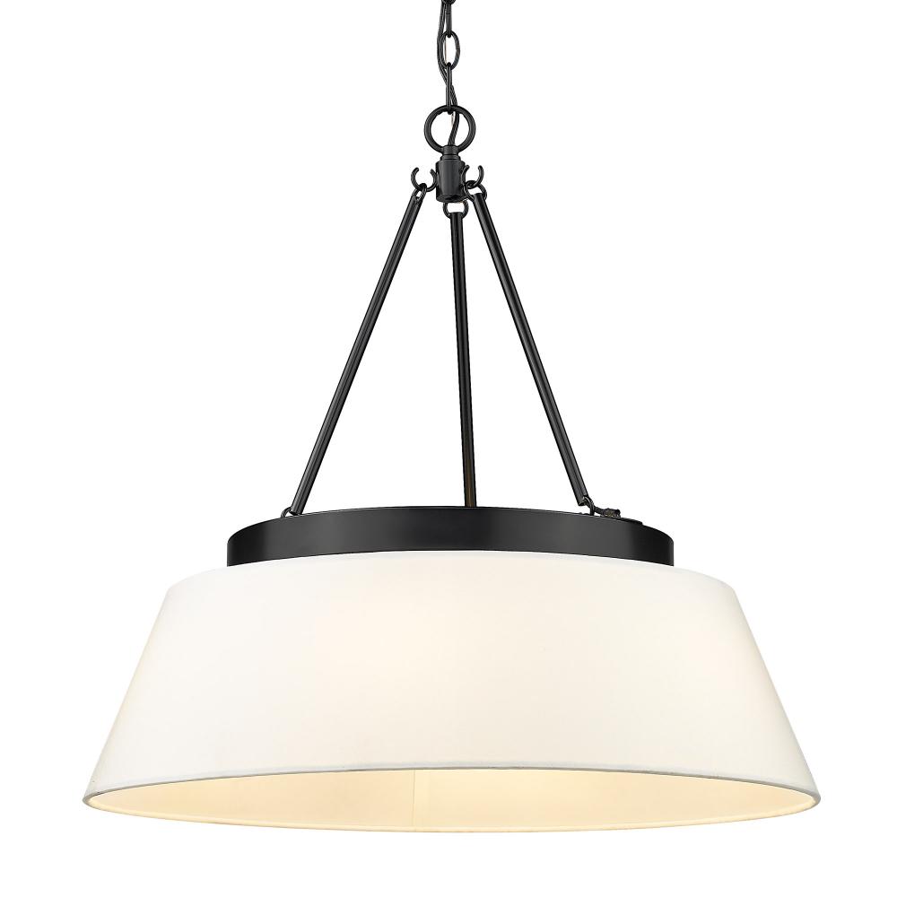 Penn 6 Light Chandelier in Matte Black with Modern White Shade