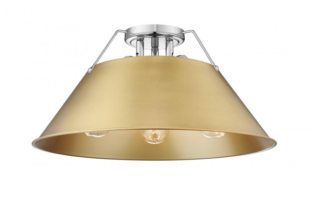 Orwell 3-Light Flush Mount in Chrome with Brushed Champagne Bronze